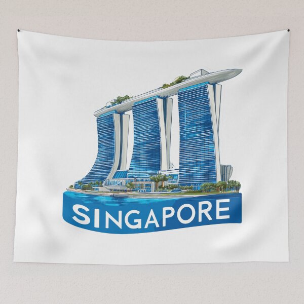 Item preview, Marina Bay Sands Singapore Infinity Pool Skyscraper Modern Architecture Sticker designed and sold by Blurbean.