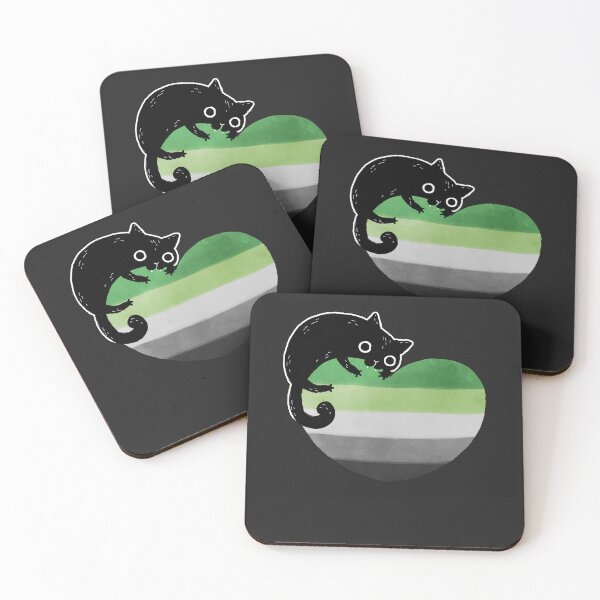 Item preview, Aromantic Black Cat Heart LGBT Pride Flag designed and sold by Clara Hollins.