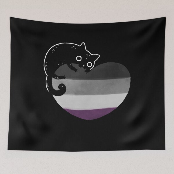 Item preview, Asexual Black Cat Heart LGBT Pride Flag designed and sold by Clara Hollins.