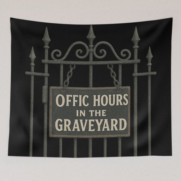 Item preview, Office Hours in the Graveyard – Gothic Humor Cemetery Sign Art designed and sold by Mouraludia.