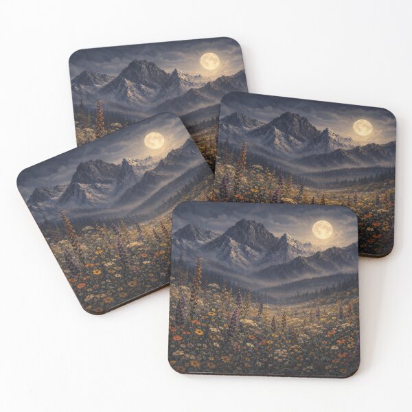 Item preview, Moonlit Mountain Wildflower Meadow Print designed and sold by SezzyDesigns.