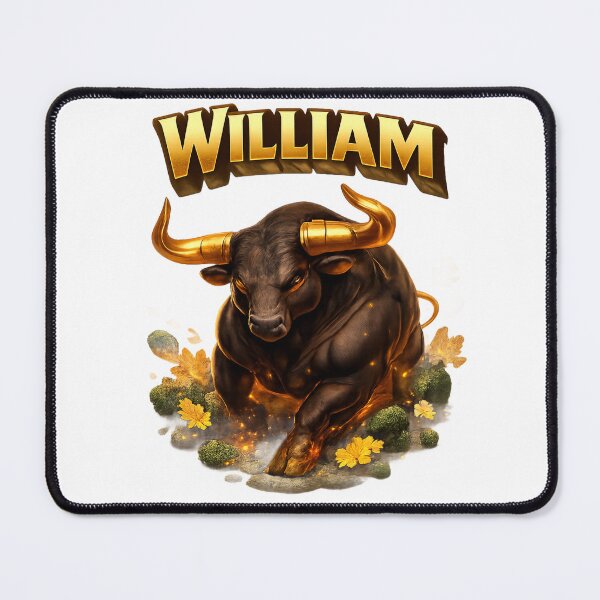Item preview, William Taurus – Zodiac Golden Bull Fantasy Name Art designed and sold by AlexLineArt.
