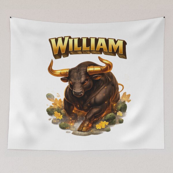 Item preview, William Taurus – Zodiac Golden Bull Fantasy Name Art designed and sold by AlexLineArt.