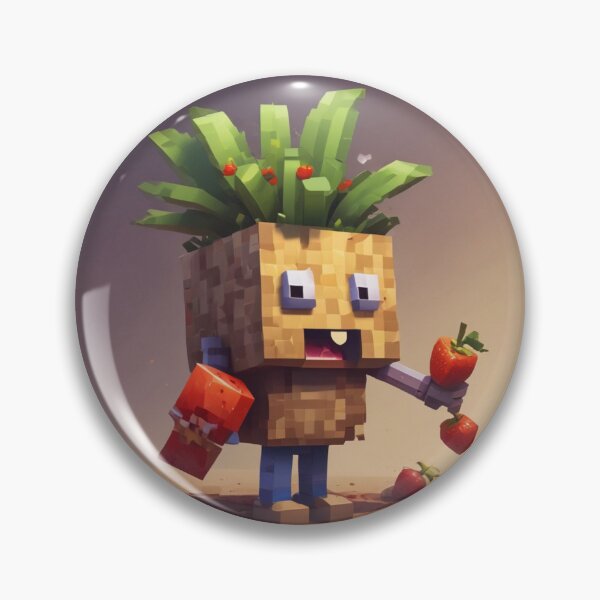 Item preview, Cute Minecraft Style Voxel Strawberry Monster Character, Blocky Plant Creature Gaming Illustration designed and sold by Al-Ziyyel Studio✨.