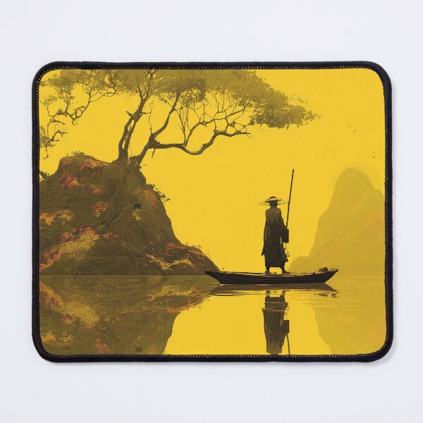 Item preview, Minimalist Yellow Ink Wuxia Landscape designed and sold by R&B Art and design.