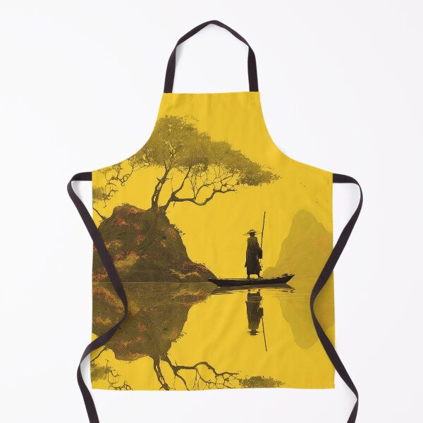 Item preview, Minimalist Yellow Ink Wuxia Landscape designed and sold by R&B Art and design.