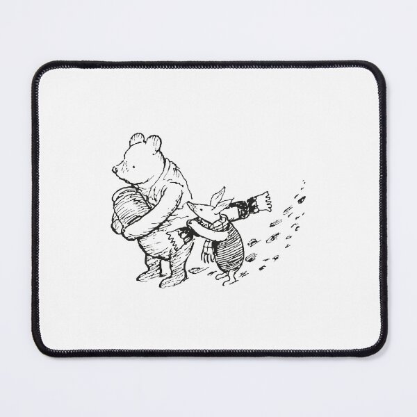 Item preview, Festive Pooh and Piglet, Classic Winnie the Pooh Illustration, Black & White designed and sold by Artanine.