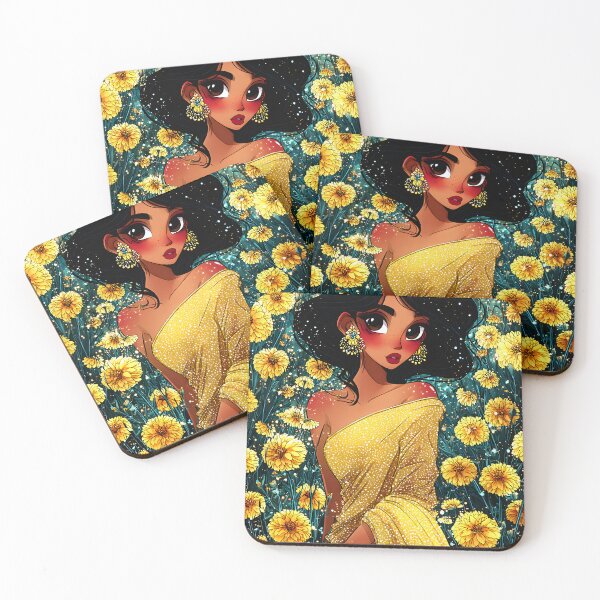 Item preview, Enchanting Woman in Yellow Surrounded by Flowers designed and sold by Artessie.