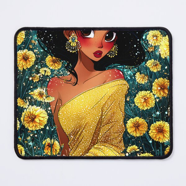 Item preview, Enchanting Woman in Yellow Surrounded by Flowers designed and sold by Artessie.