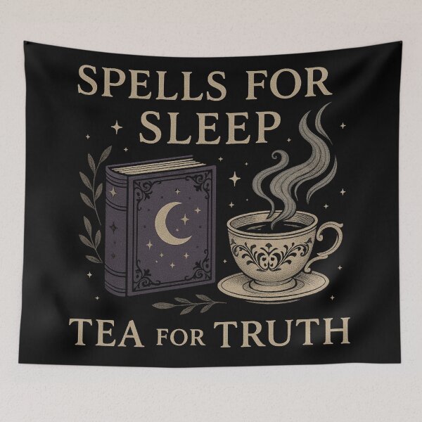 Item preview, Spells for Sleep, Tea for Truth – Cozy Witch Gothic Quote Art designed and sold by Mouraludia.