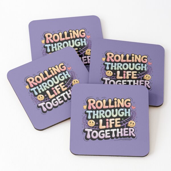 Item preview, Rolling Through Life Together – Cute Roller Coaster Typography designed and sold by Coaster Culture Industries.