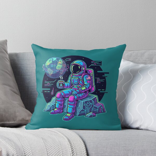 Item preview, Cosmic Coffee Break Astronaut – Neon Synthwave Space Art designed and sold by shmupod.