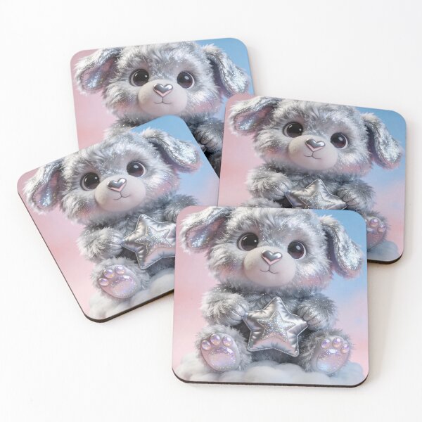Item preview, Sparkly Silver Teddy Bear with Star on Cloud designed and sold by mystiquelicorne.