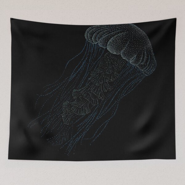 Item preview, Hand painted Jelly fish - No AI/Photoshop - Trippy Marine Jellyfish made with dots black paper and gel pens designed and sold by jindots.
