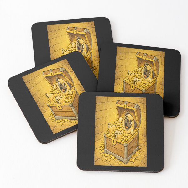 Item preview, Pug Medieval Dogs – Treasure Chest Pug – Gift for Pug Lovers • Retro Comics • Vintage Halftone designed and sold by JacobKAurumhead.