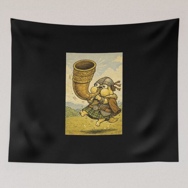 Item preview, Pug Medieval Dogs – Horn Blower Pug – Gift for Pug Lovers • Retro Comics • Vintage Halftone designed and sold by JacobKAurumhead.