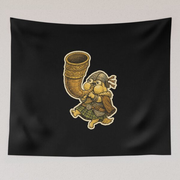 Item preview, Pug Medieval Dogs – Horn Blower Pug Sticker – Gift for Pug Lovers • Retro Comics • Vintage Halftone designed and sold by JacobKAurumhead.