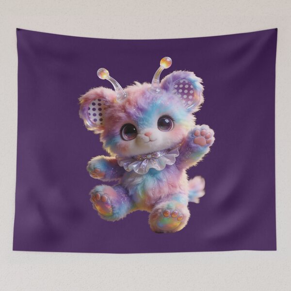 Item preview, Cute Glittery Alien Teddy Bear Waves Joyfully designed and sold by mystiquelicorne.
