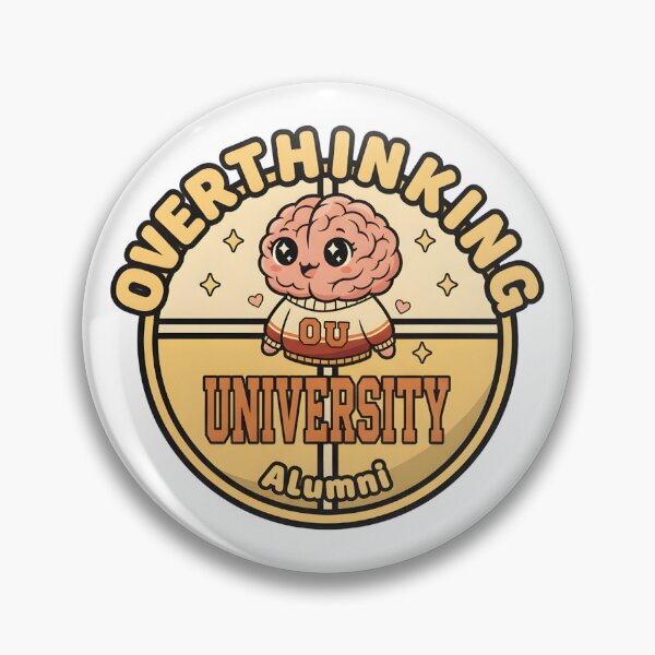 Artikelvorschau, Overthinking University Alumni – Kawaii Brain Campus Design für Overthinker, Anxiety Humor & Studenten entworfen und verkauft von Minted..