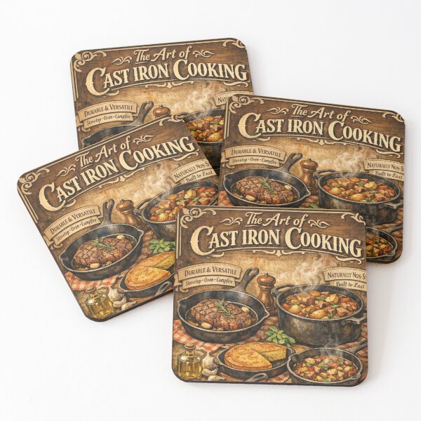 Item preview, Cast Iron Cooking Poster, Rustic Farmhouse Kitchen Wall Art designed and sold by Prayful.