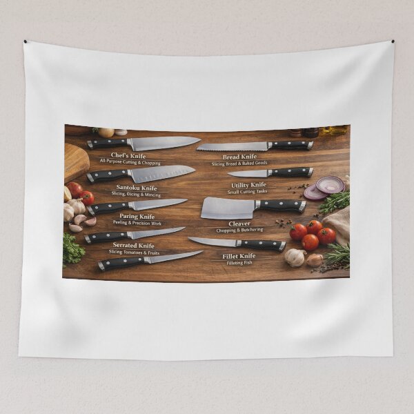 Item preview, Kitchen Knife Guide, Types of Knives and Uses designed and sold by Prayful.