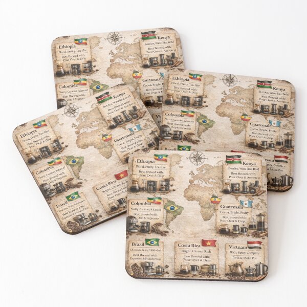 Item preview, Coffee Origins Map Wall Art, Coffee Beans Around the World Poster designed and sold by Prayful.