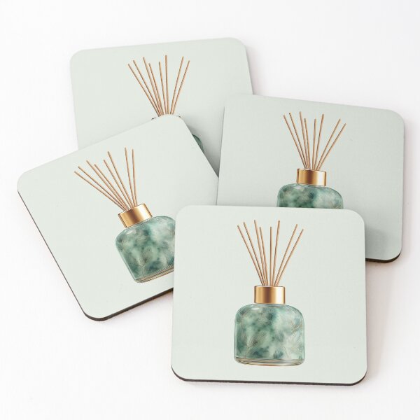 Item preview, Green Diffuser Bottle with Wooden Reeds designed and sold by Violet Peonies.