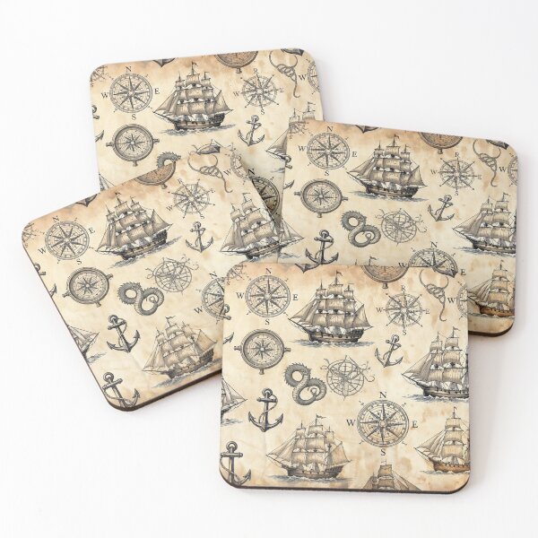 Item preview, Vintage Nautical Ships Pattern Illustration designed and sold by SassyArtistry.