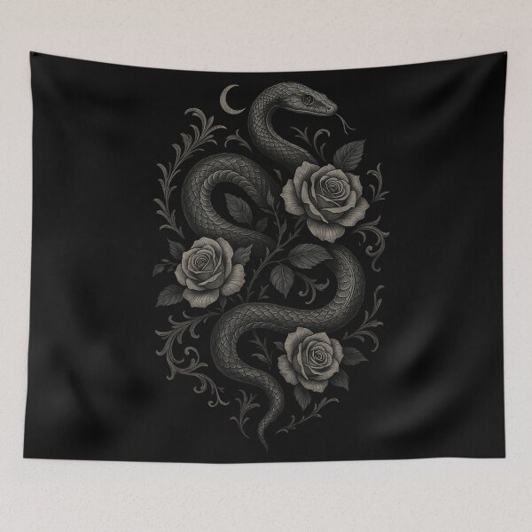 Item preview, Gothic Serpent & Roses – Dark Romantic Snake Moon Floral designed and sold by Mouraludia.