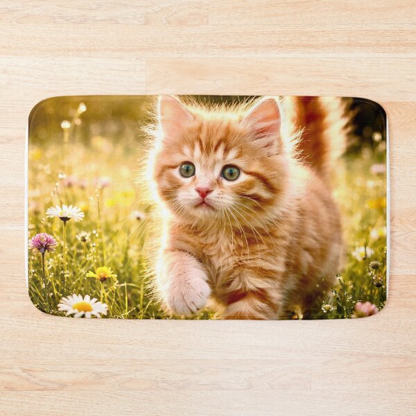 Item preview, A playful kitten toddles across a spring meadow. designed and sold by Steffani Lehmann.
