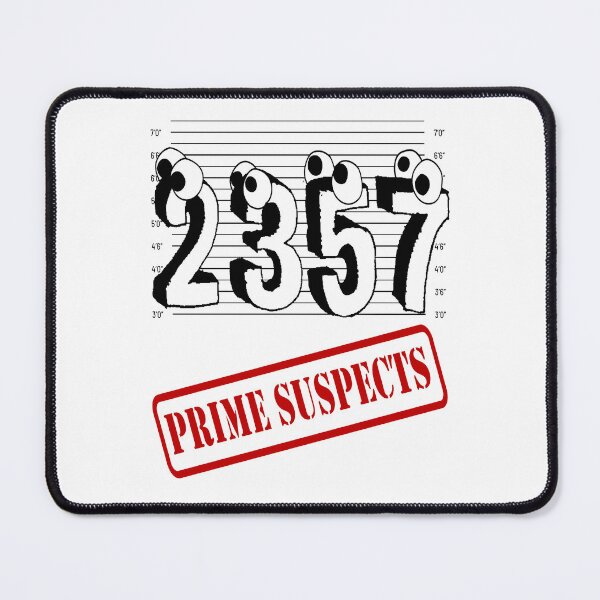 Item preview, Funny Nerdy Prime Suspects 2 3 5 7 in Lineup Math Teacher designed and sold by MathWare MathClips.