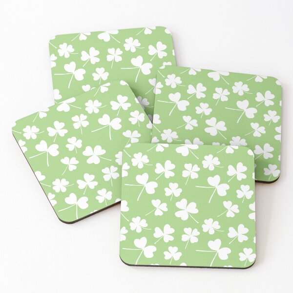 Item preview, White clovers on green bacgrownd designed and sold by Foxglovers Studio .