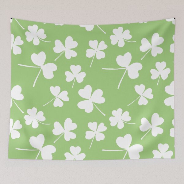 Item preview, White clovers on green bacgrownd designed and sold by Foxglovers Studio .