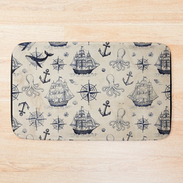 Item preview, Vintage Nautical Ink Illustration Pattern designed and sold by SassyArtistry.
