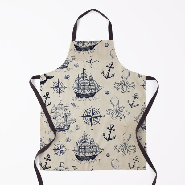 Item preview, Vintage Nautical Ink Illustration Pattern designed and sold by SassyArtistry.