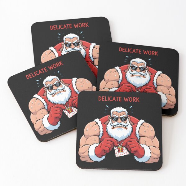 Item preview, Delicate Work – Muscle Santa Handling a Tiny Gift designed and sold by MANA-Goods.