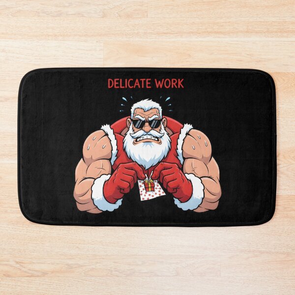 Item preview, Delicate Work – Muscle Santa Handling a Tiny Gift designed and sold by MANA-Goods.