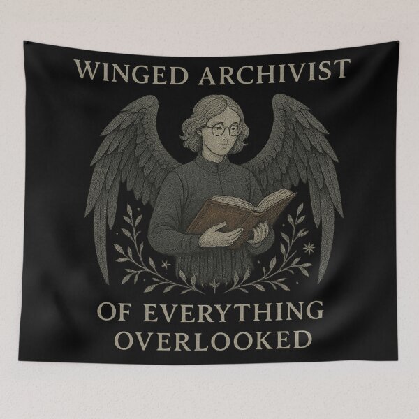 Item preview, Winged Archivist of Everything Overlooked – Dark Academia Gothic Angel designed and sold by Mouraludia.