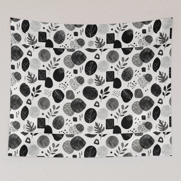 Item preview, Black and White Abstract Shapes Pattern designed and sold by SassyArtistry.