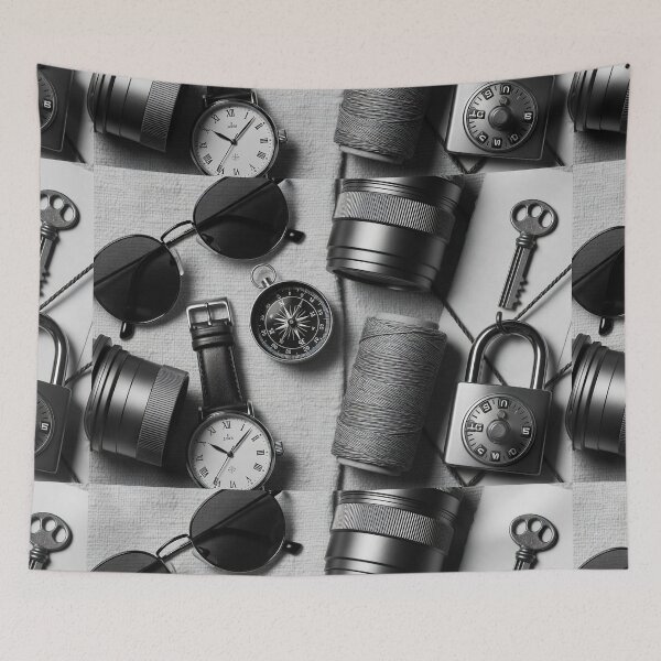 Item preview, Black and White Everyday Objects Flat Lay designed and sold by SassyArtistry.