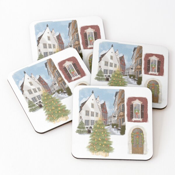 Artikelvorschau, Illustration einer gemütlichen Weihnachtsstadt entworfen und verkauft von renatteart.