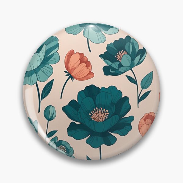 Item preview, Teal and Coral Floral Seamless Pattern designed and sold by SassyArtistry.