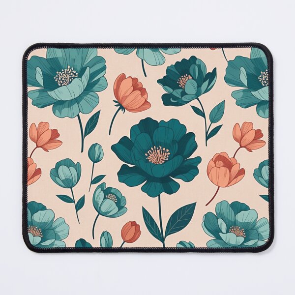 Item preview, Teal and Coral Floral Seamless Pattern designed and sold by SassyArtistry.