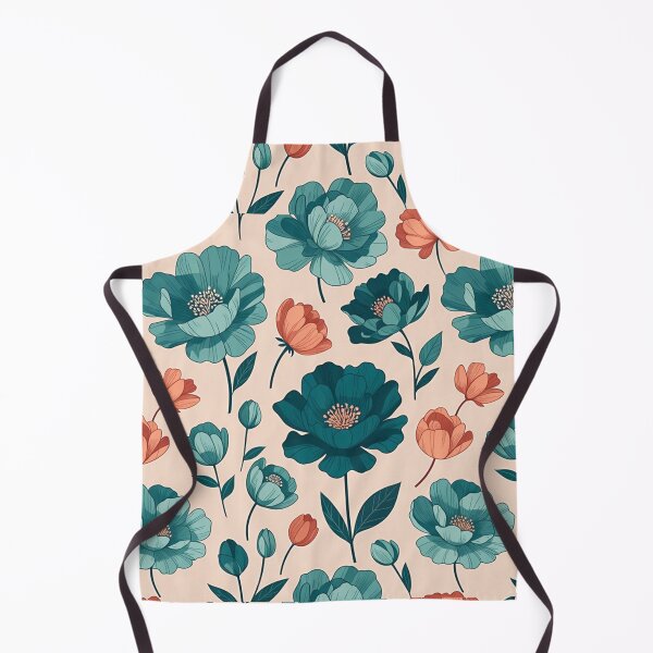 Item preview, Teal and Coral Floral Seamless Pattern designed and sold by SassyArtistry.