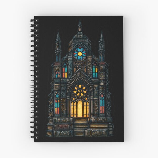 Item preview, Gothic Cathedral of Knowledge – Dark Academia Stained Glass Library designed and sold by Mouraludia.
