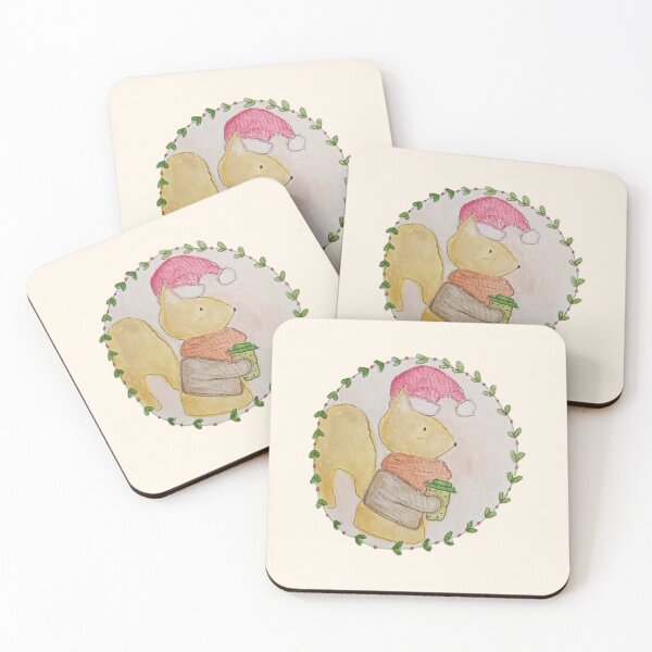 Item preview, Squirrel with Coffee and Christmas Hat designed and sold by ElizabethCoelho.