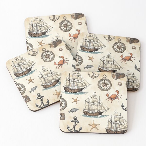 Item preview, Vintage Nautical Ships and Anchors Pattern designed and sold by SassyArtistry.