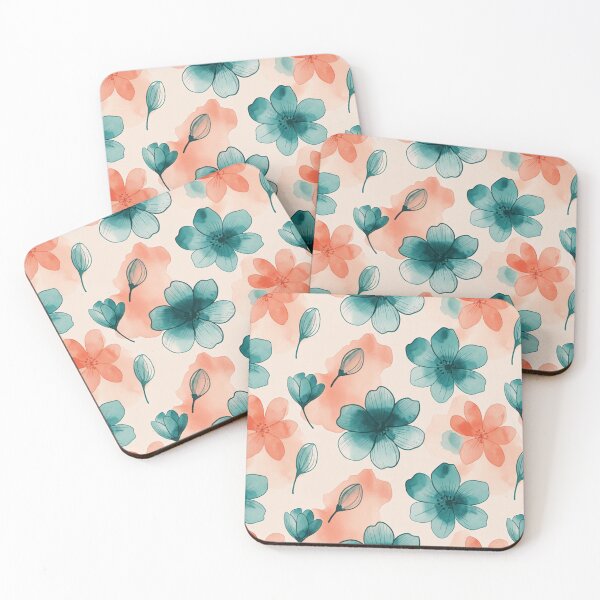 Item preview, Soft Floral Pattern in Teal Coral designed and sold by SassyArtistry.