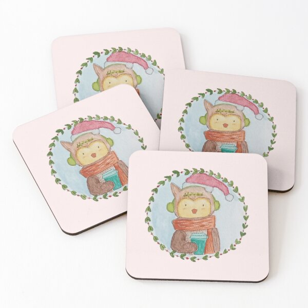 Item preview, Christmas Owl with Earmuffs and Hot Coffee designed and sold by ElizabethCoelho.