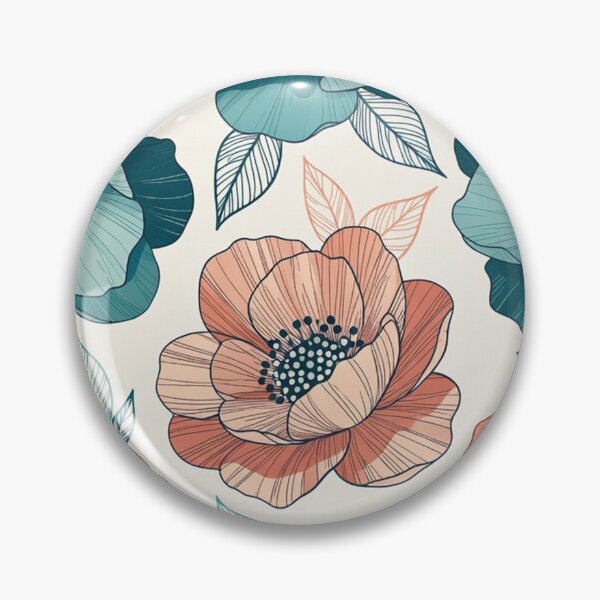 Item preview, Teal and Coral Floral Pattern designed and sold by SassyArtistry.